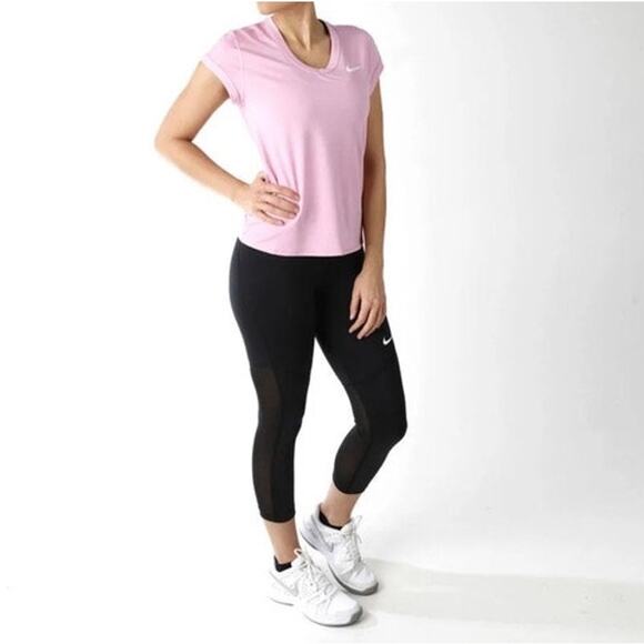 Nike Leggings Women’s Small Black Pirate Net Dri-Fit Fly Victory Capri Mesh - Picture 1 of 11